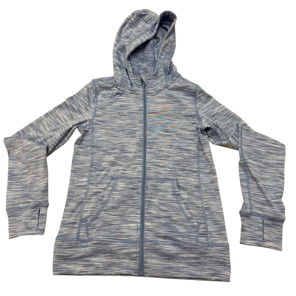 90 Degree By Reflex Girls Hooded Athletic Jacket Full Zip Blue Size L 12 - Picture 2 of 7